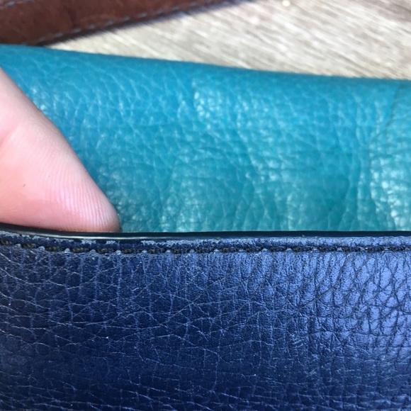 Fossil Crossbody Leather Purse, Teal & Navy - Picture 4 of 8